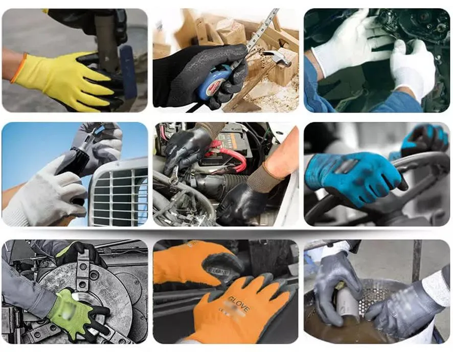Multi Purpose Work Grip Coating Working Glove Dirtproof Guantes Gardening Mechanic Construction Auto Nitrile Coated Gloves