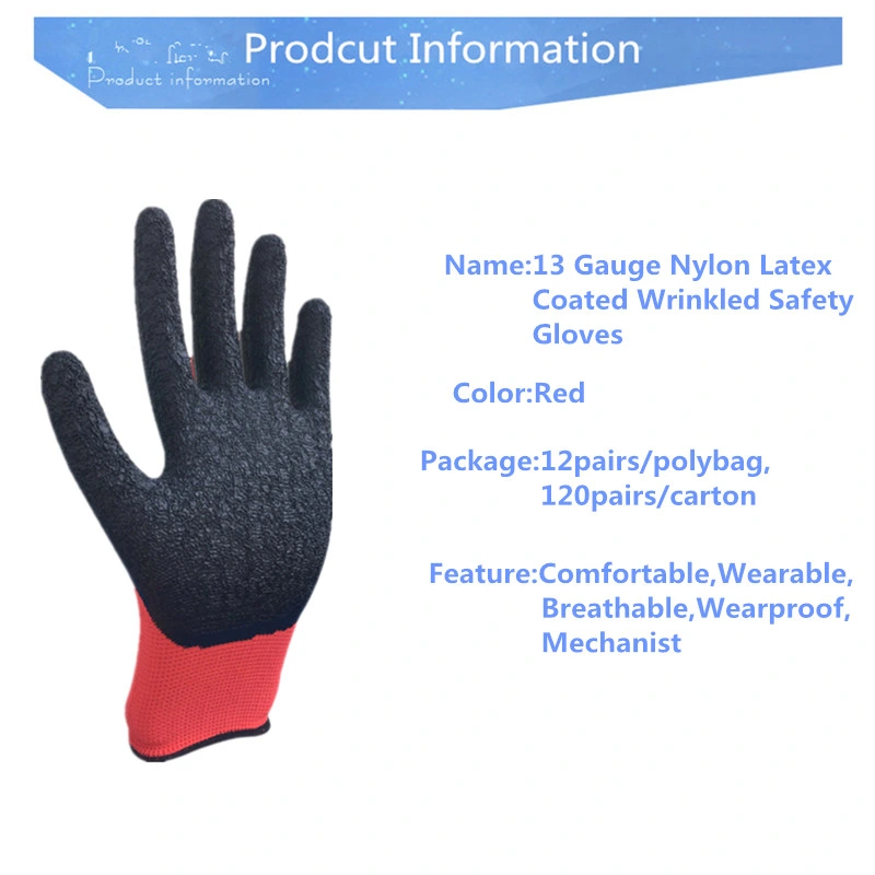 Wholesale Industrial Safety Cheap Work Latex Coated Gloves Rubber Arbeitshandschuhe
