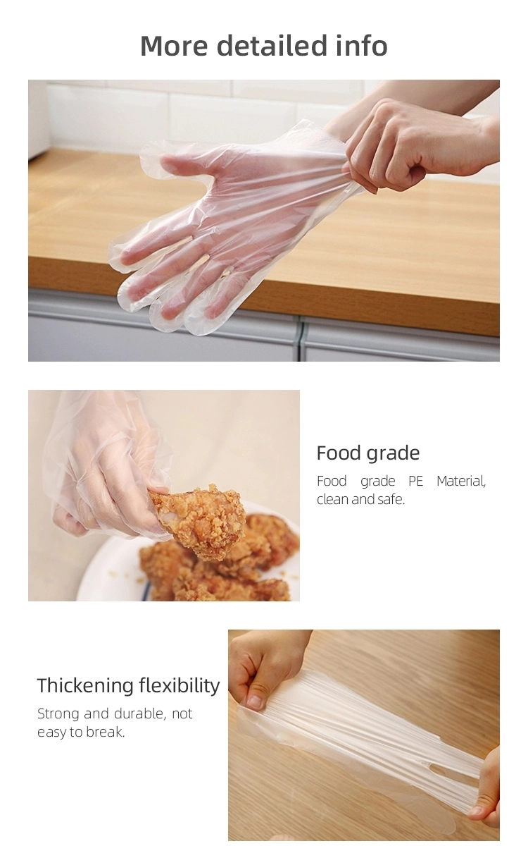 HDPE Clear Color Plastic Polythene Kitchen Waterproof Disposable PE Gloves