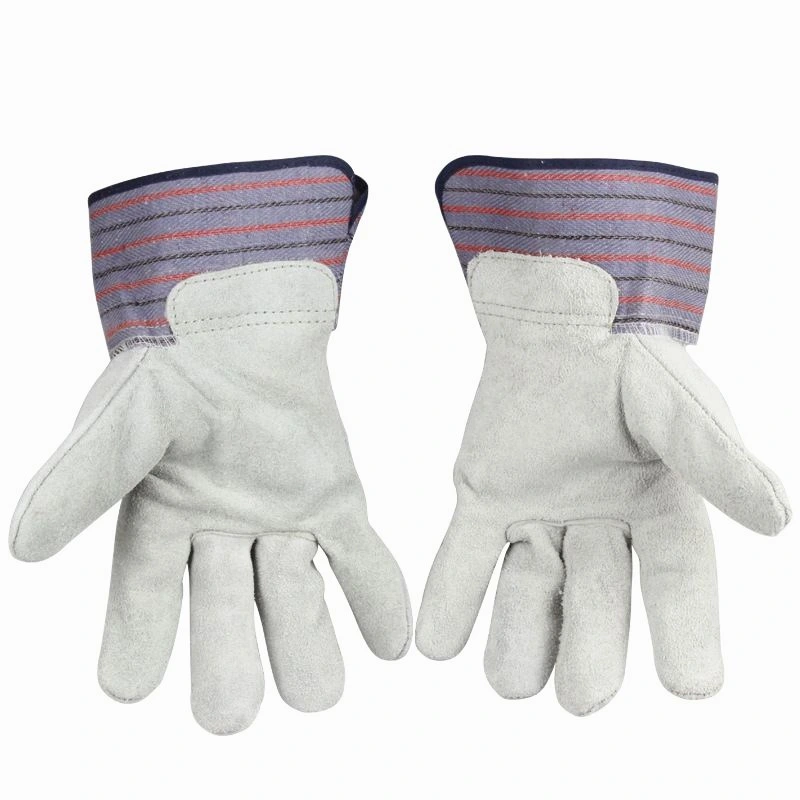 Multi-Colored Cow Split Leather Construction Gloves Leather Welding Safety Gloves