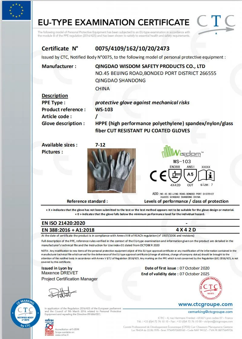 Safety PU Coated Household Industrial Hand Working Gloves with CE Certificated