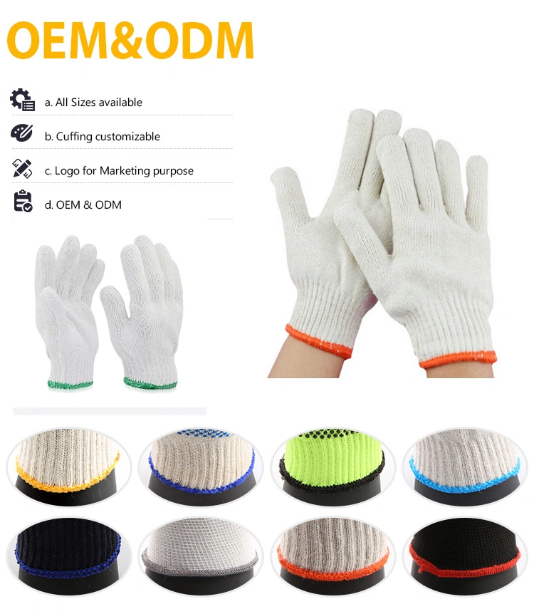 Raw White Working Gloves Cotton Safety Knitted Hand Gloves