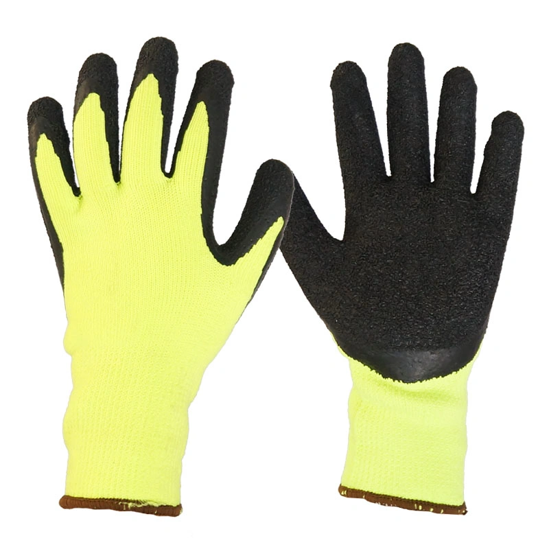 Heavy Duty Brushed Acrylic Terry Crinkle Latex Coated Safety Work Gloves