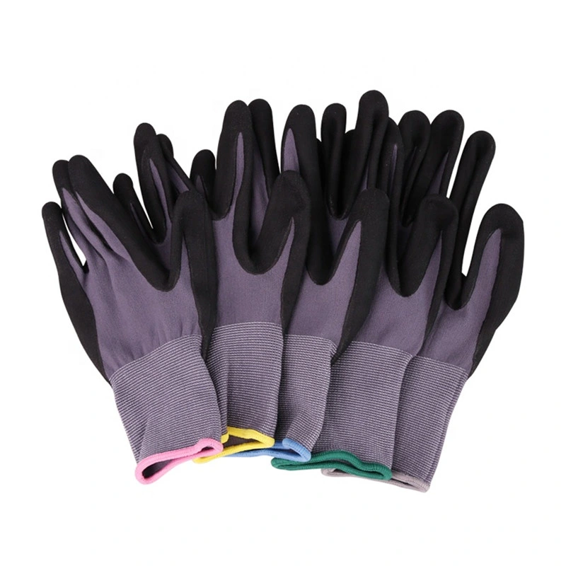 Nylon Spandex Microfine Foam Nitrile Coated Gloves Work Safety