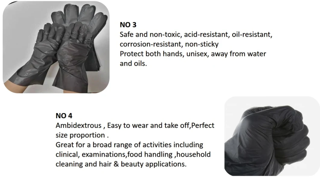 Disposable HDPE LDPE CPE TPE PE Gloves Water Proof Hand Protective Safety Black Gloves