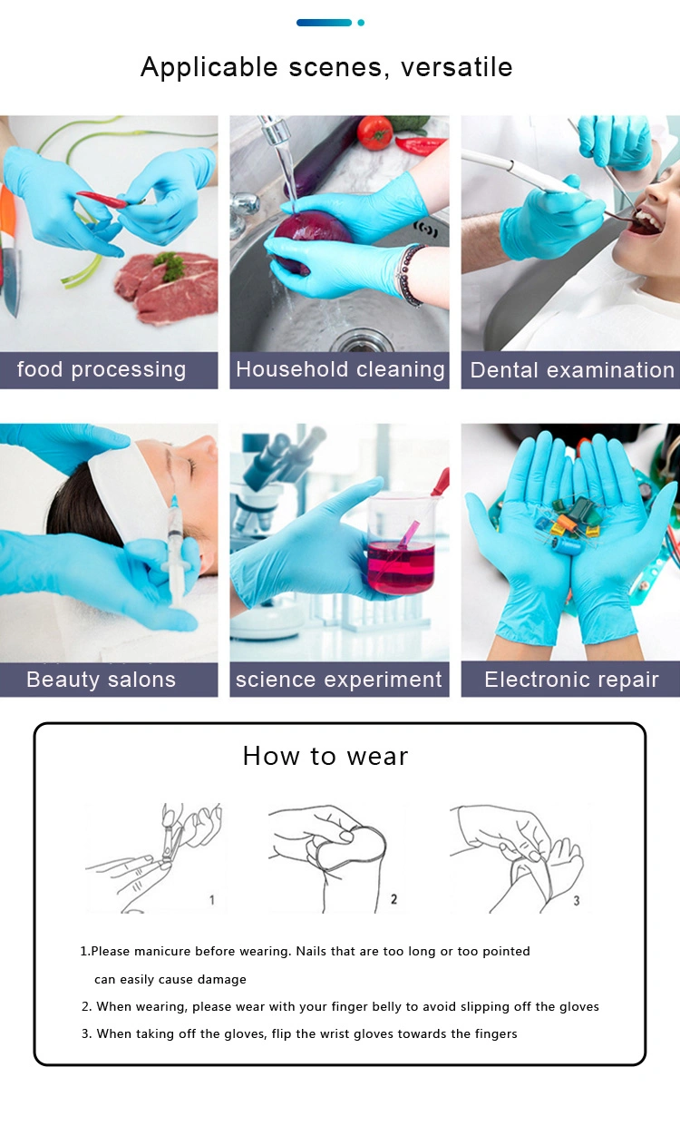 100PCS Disposable Powder Free Oil-Resistant Comfortable Nitrile Rubber Gloves for Industry Home