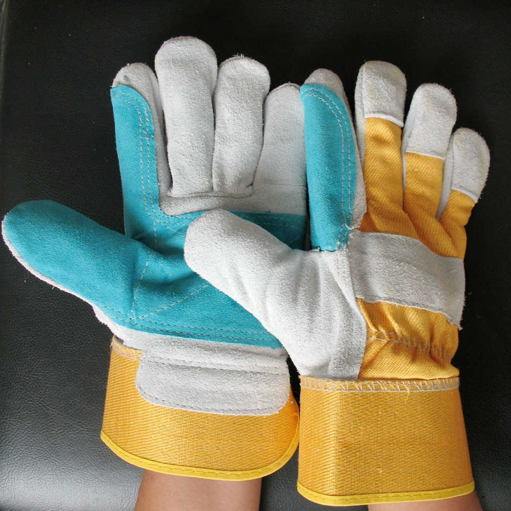 Safety Cow Split Double Palm Leather Work Gloves