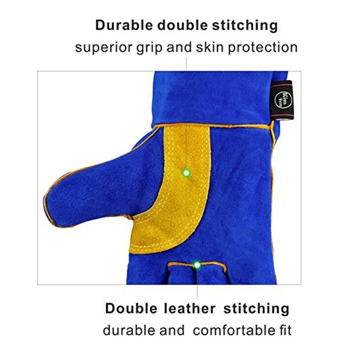 Custom Logo Fire Resistant Cow Split Leather Welding Gloves