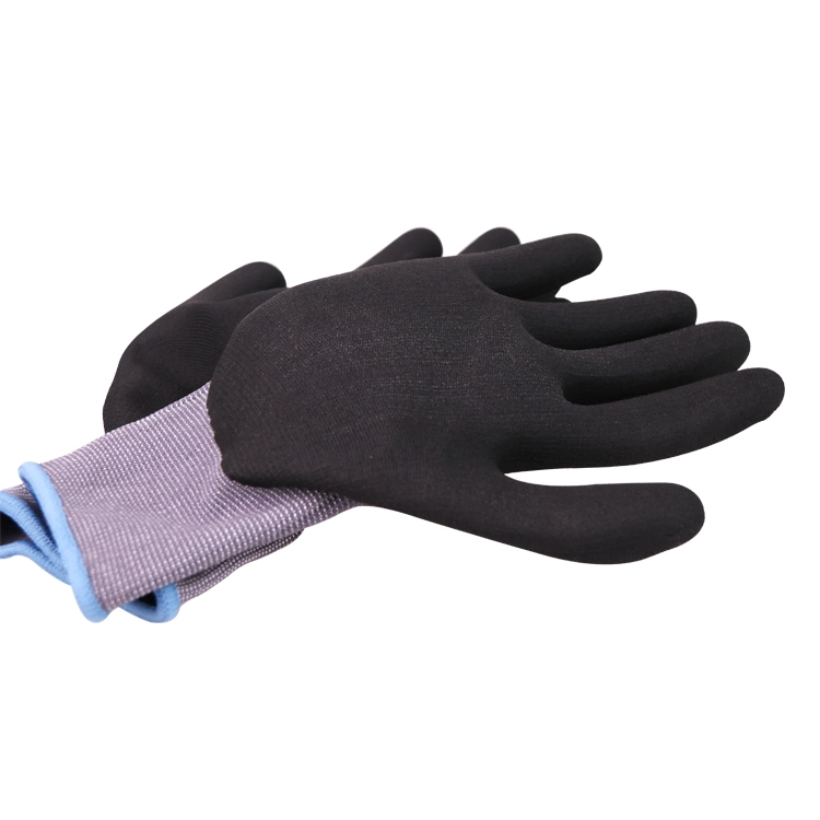 15 Gauge Anti Slip Micro Foam Nylon Safety Labor Gloves Black Nitrile Gloves
