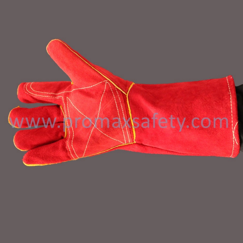 16'' Red Full and Reinforced Palm Leather Welding Gloves