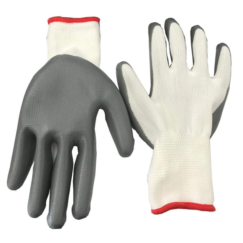 Seamless Polyester Knitted Dipping Smooth Nitrile Work Gloves for Sale