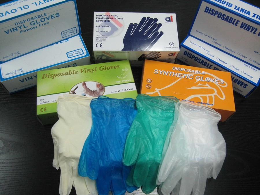 Disposable Powder Free Blue Color Vinyl Gloves for Food Service HDPE Gloves Latex Gloves Work Glove Rubber Gloves Safety Gloves Household Gloves Cleaning Gloves