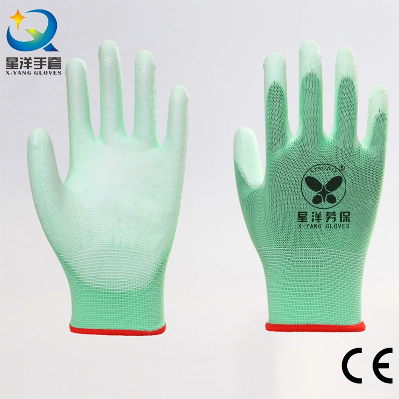 P01-13bb 4131X 13G Polyester Liner with PU Coated Safety Gardening Gloves with CE Certificated