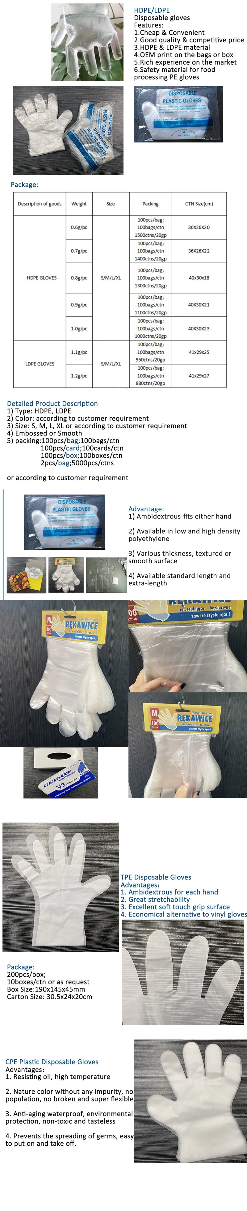Transparent Disposable PE Gloves for Food Service, Restaurant, Hotels, Kitchen, Cleaning