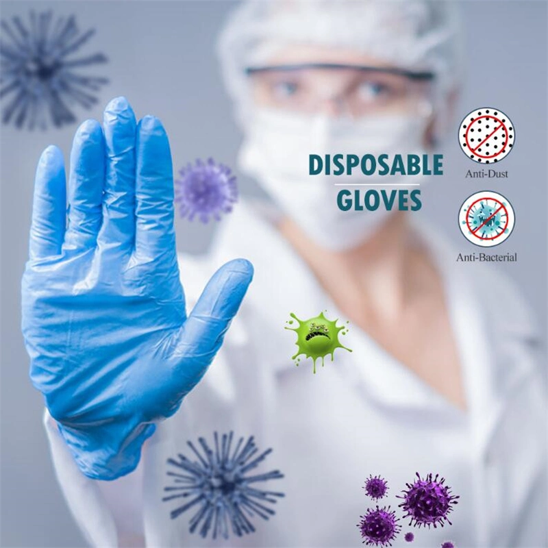 Disposable 9mil Supplies Latex Gloves Powder Free Box 100 Blue Hand Gloves
