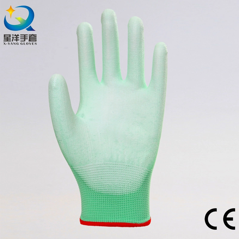 Gardening Work Glove 13G Polyester Liner with PU Coated Safety Labor Gloves