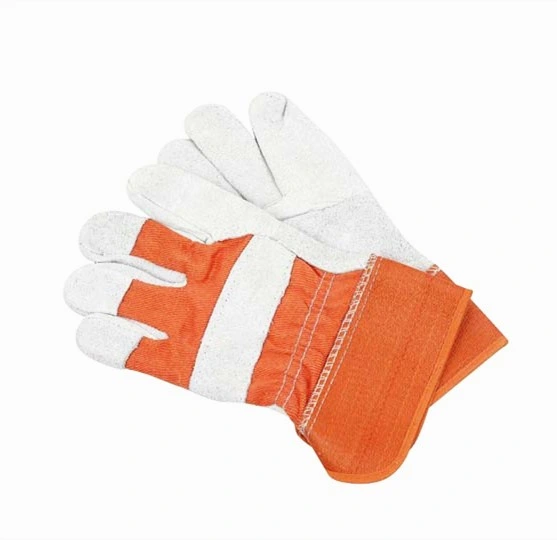 Multi-Colored Cow Split Leather Construction Gloves Leather Welding Safety Gloves