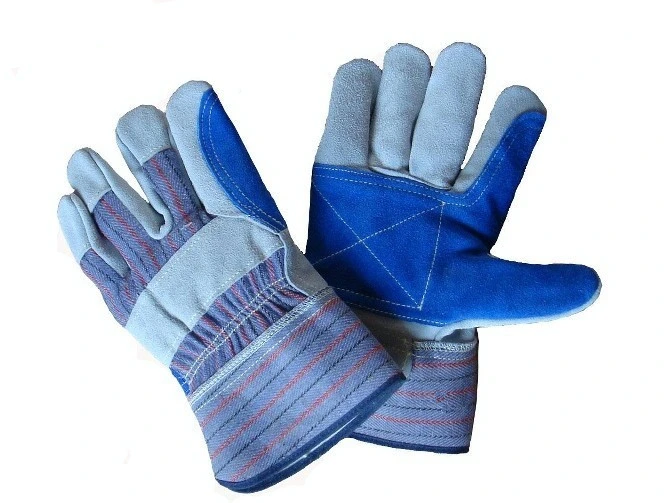 Multi-Colored Cow Split Leather Construction Gloves Leather Welding Safety Gloves