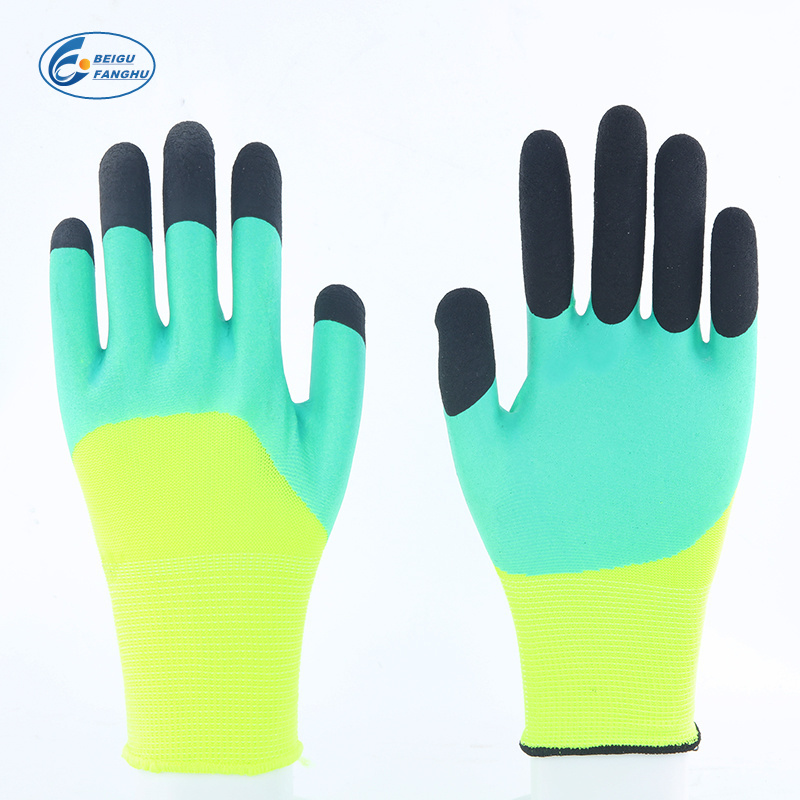 Household Nylon Protective Safety Work Wear Resistant Latex Coated Gloves