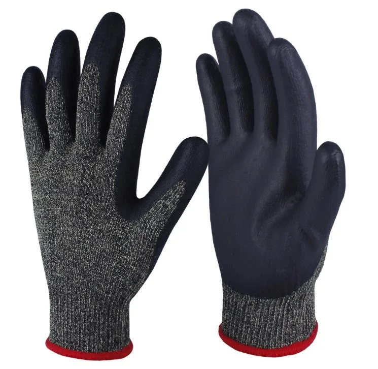 Black Foam Nylon Steel Wire Winter Safety Work Nitrile Coated Gloves for Mechanic