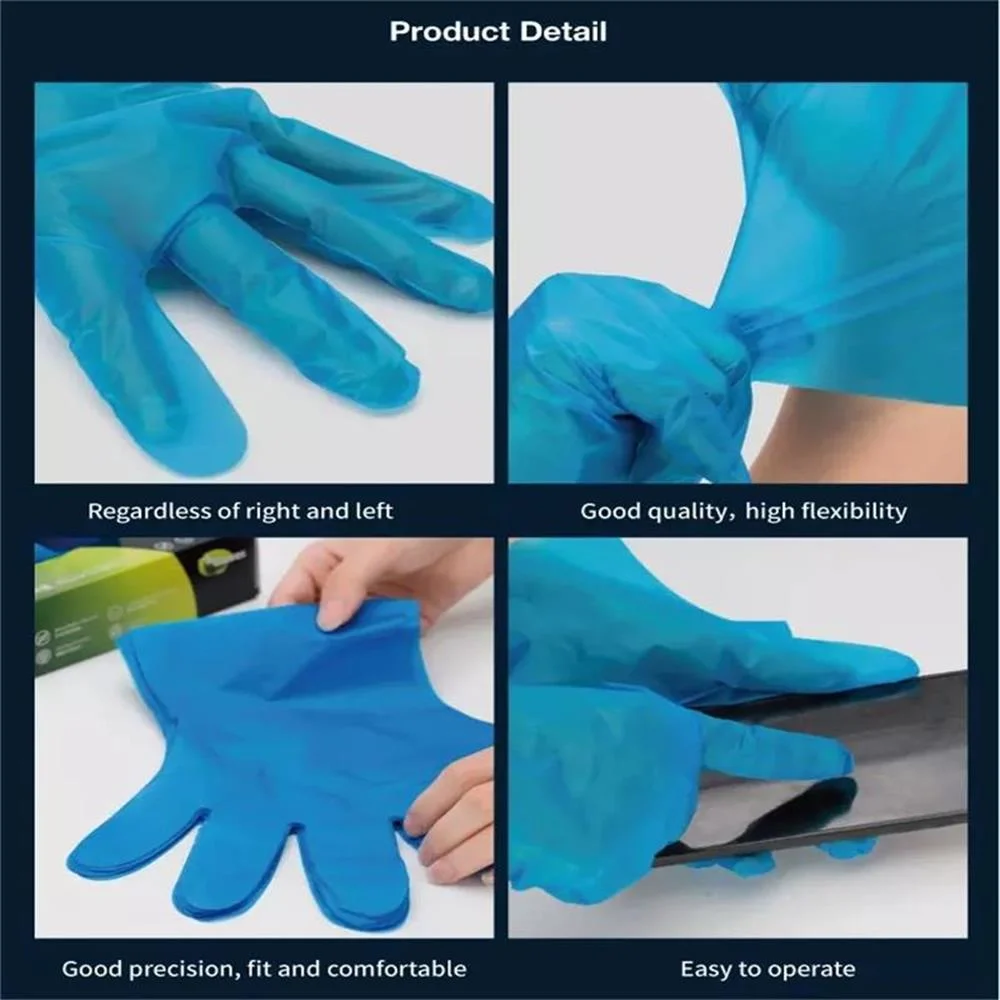 Clear Blue Color Cheap Smooth Touch Softable and Comfortable TPE Disposable Gloves