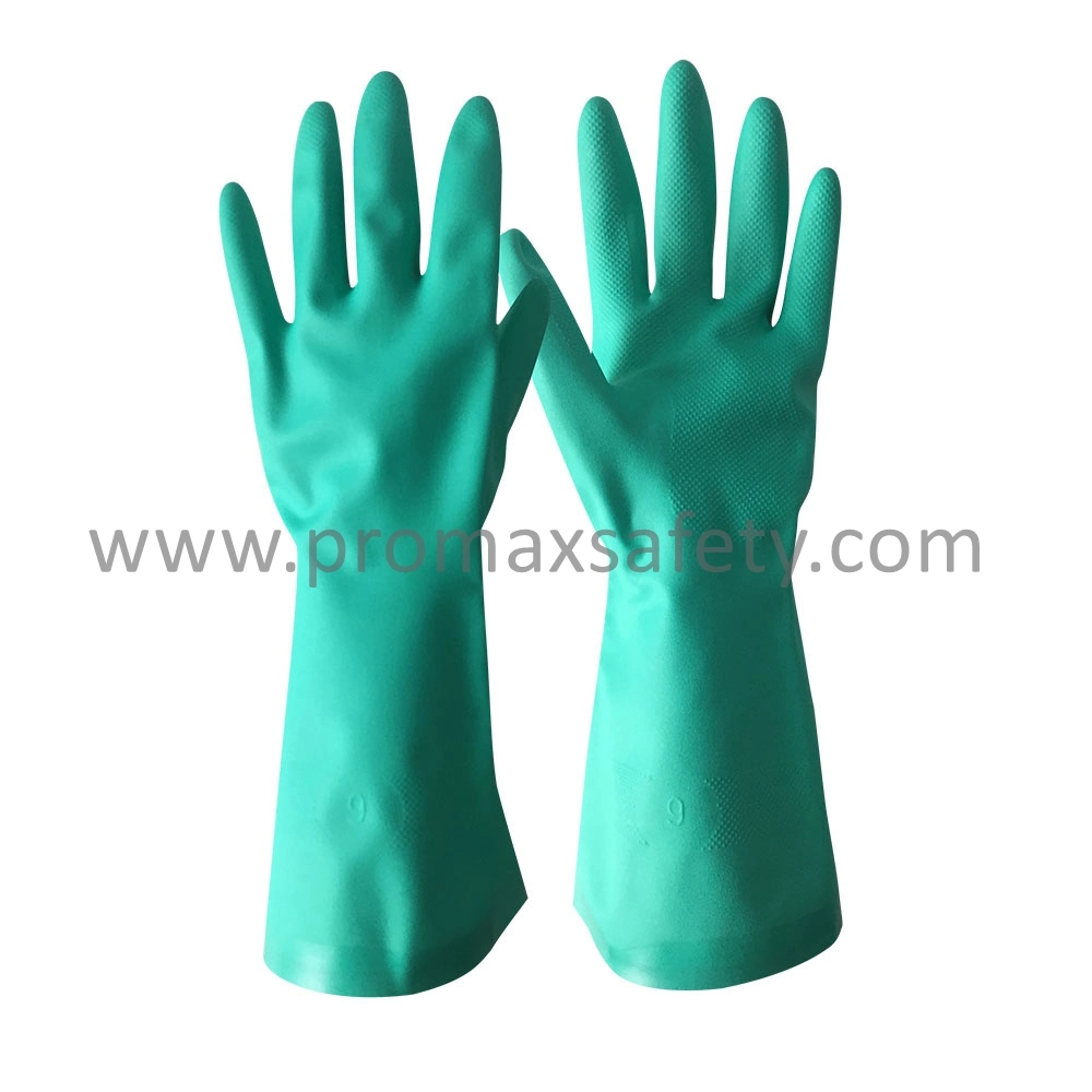 11mil Acid and Alkali Resistant Green Nitrile Gloves En388 and En374