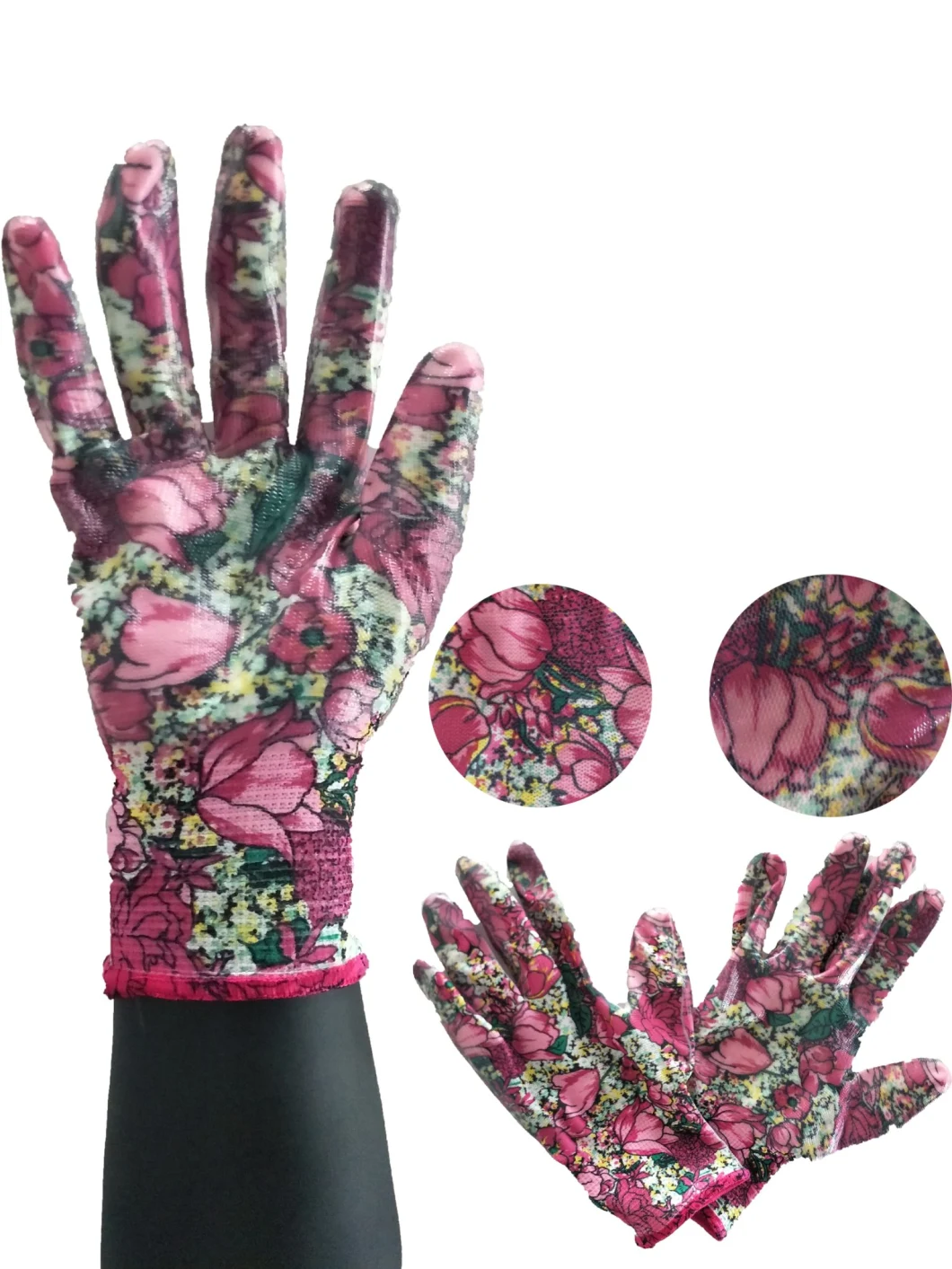 Color Printing Pattern Dipped Coated Gardener Worker Labor Protection Gloves