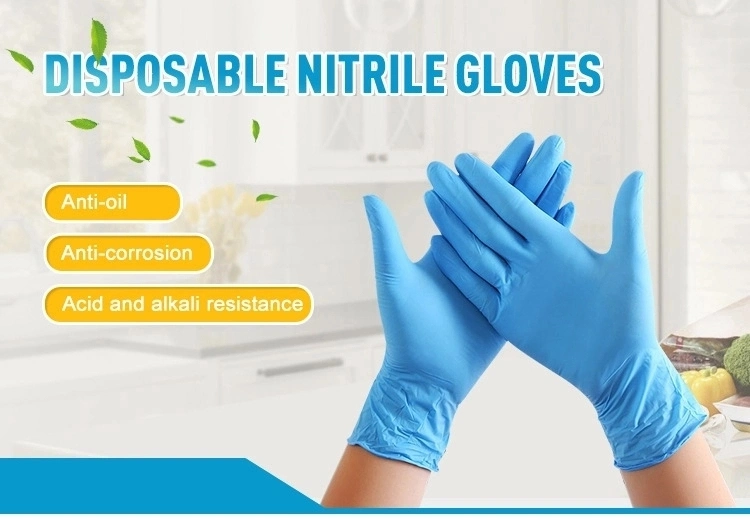 A Grade Nitrile Gloves Blue Color Nitrile Gloves Powder Free