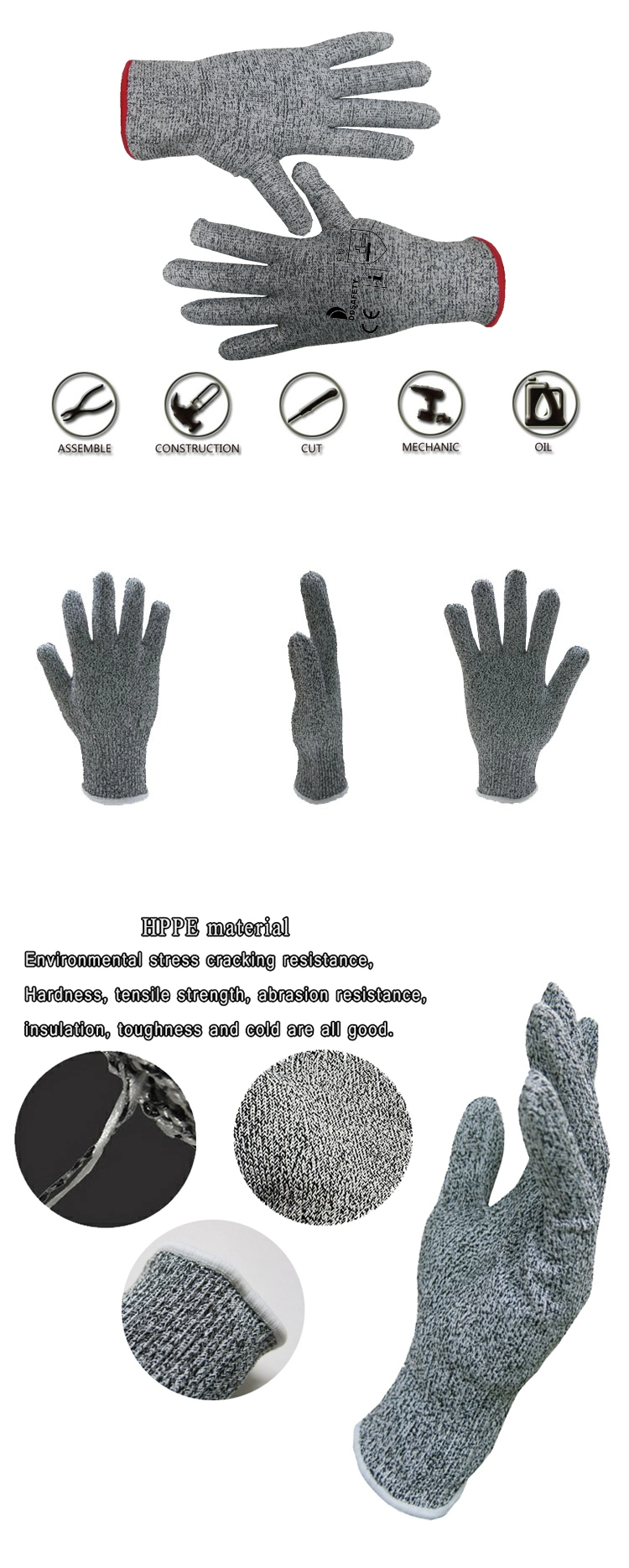 Best Selling Gray Cut Hand Protection Gloves