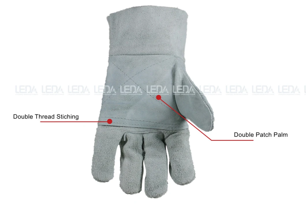 Cow Split Leather Welding Gloves with Double Patch Palm