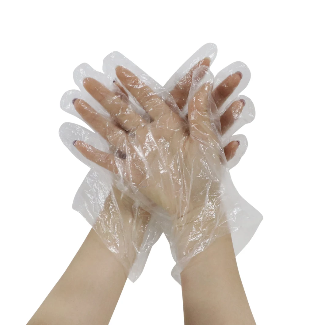 Wholesale Disposable Blue Color PE or Poly Gloves with Embossed Clear PE Glove