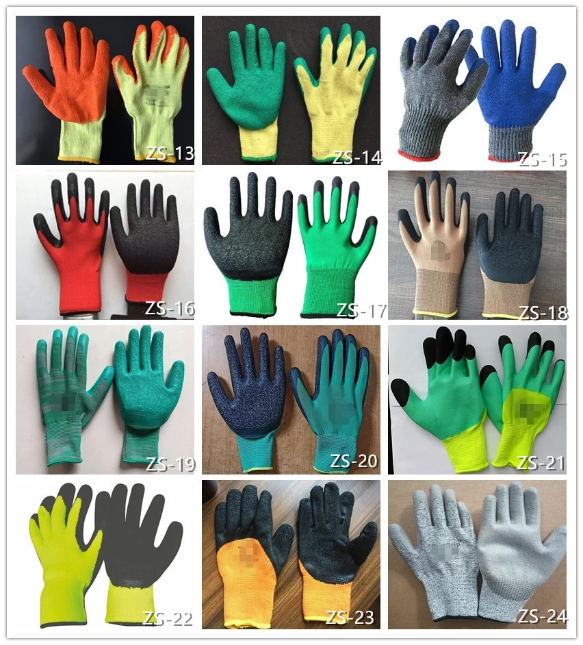 13 Gauge Poly Liner Red Black Anti-Acid Nitrile Coated Gloves Safety Gloves