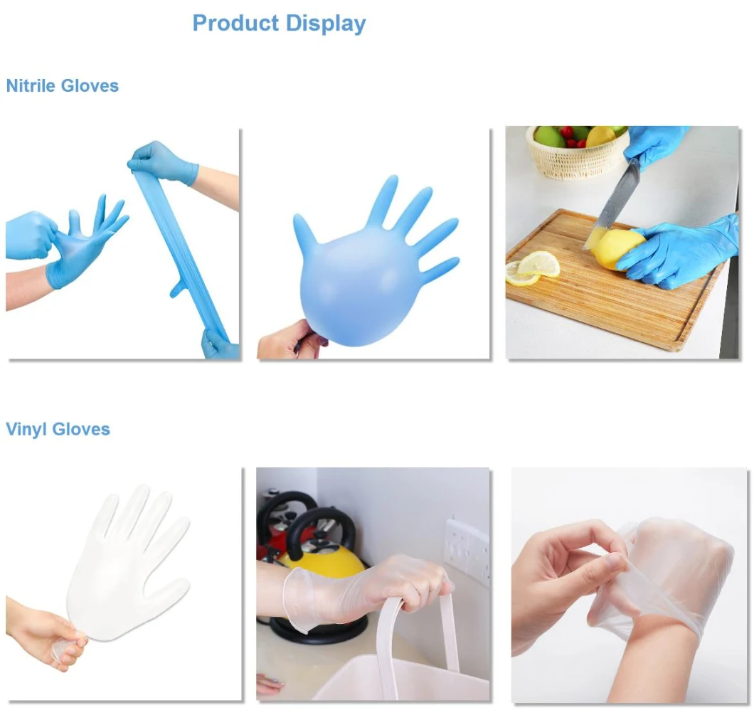 Hot Sale Safety Disposable Blue Nitrile Gloves for Examination Nitrile/Vinyl/PVC/Rubber/Latex/ Gloves