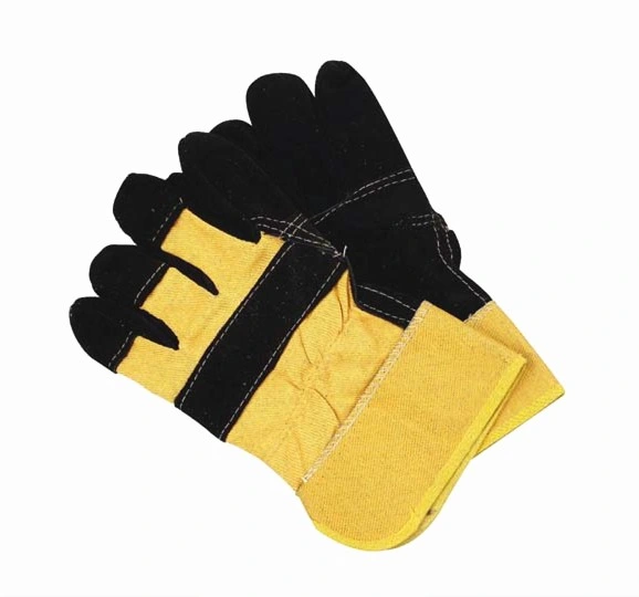 Multi-Colored Cow Split Leather Construction Gloves Leather Welding Safety Gloves