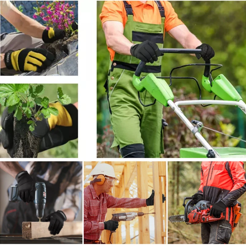 Synthetic Leather Heavy Duty Mechanic Working Safety Hand Gloves Gardening Screen Touch Gloves