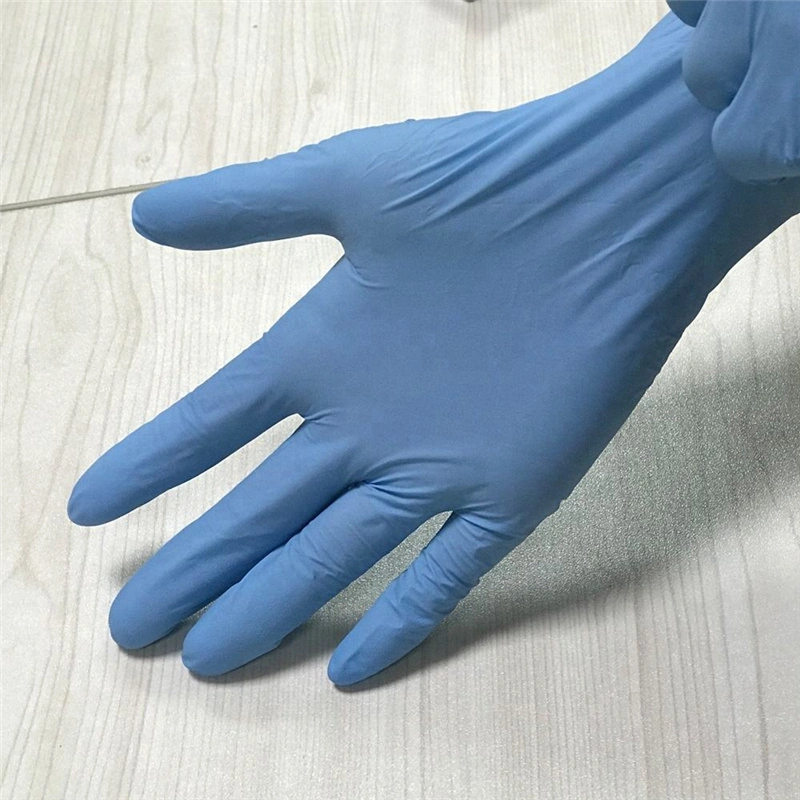 Wholesale Blue Powder Free Non-Medical Nitrile Gloves with High Quality Disposable Nitrile Gloves