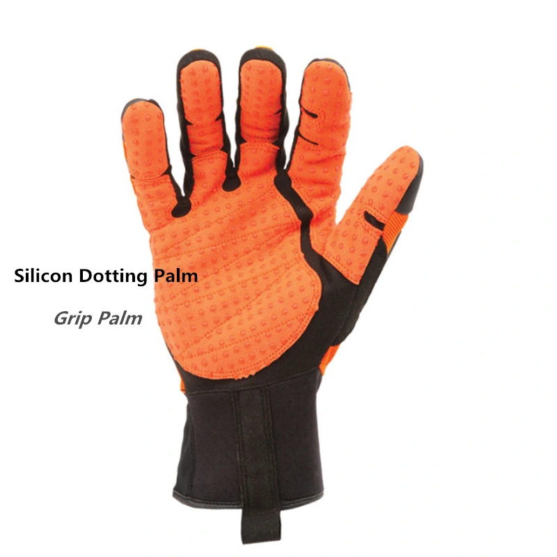 High Performance Mechanic Oilfield Heavy Duty Gloves TPR Impact Resistant Leather Palm Safety Work Gloves