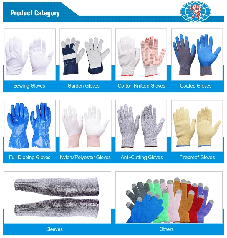 7g White Cotton Glove with PVC Dots on Plam From China Factory Safety Working Gloves