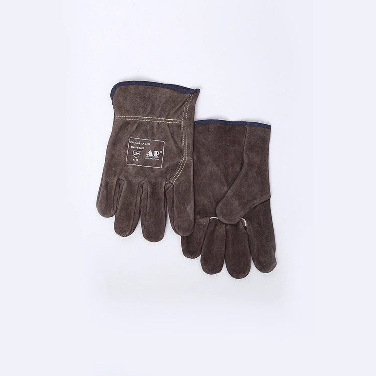 Brown Leather Working Gloves with CE Certificate Against Abration and Sparks and Heat