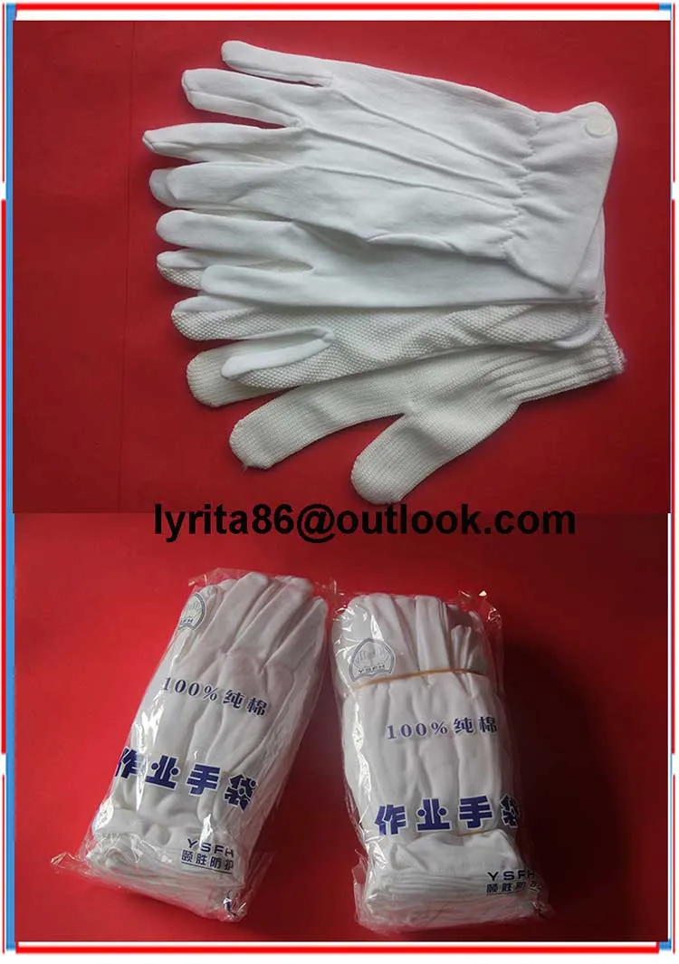 ESD White Cotton Gloves Hand Safety Inspection Cotton Gloves