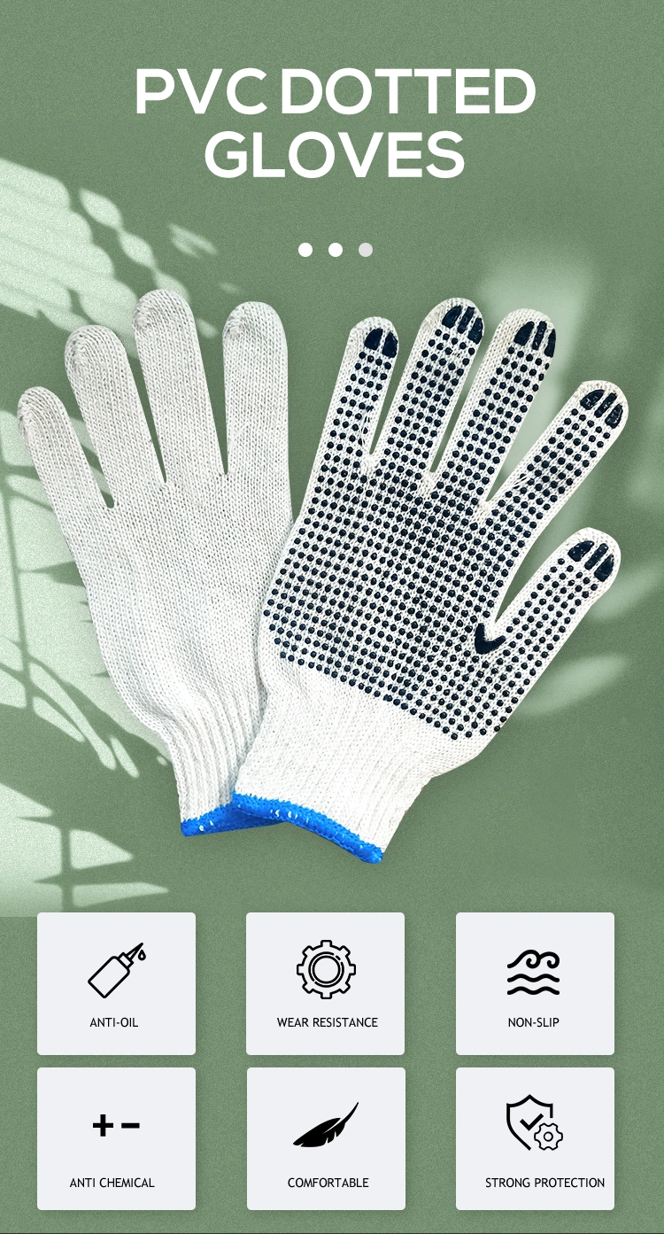 High Quality Work Single-Sided Plastic White Gloves Wholesale Dotted Working Gloves China Bulk Cotton Gloves