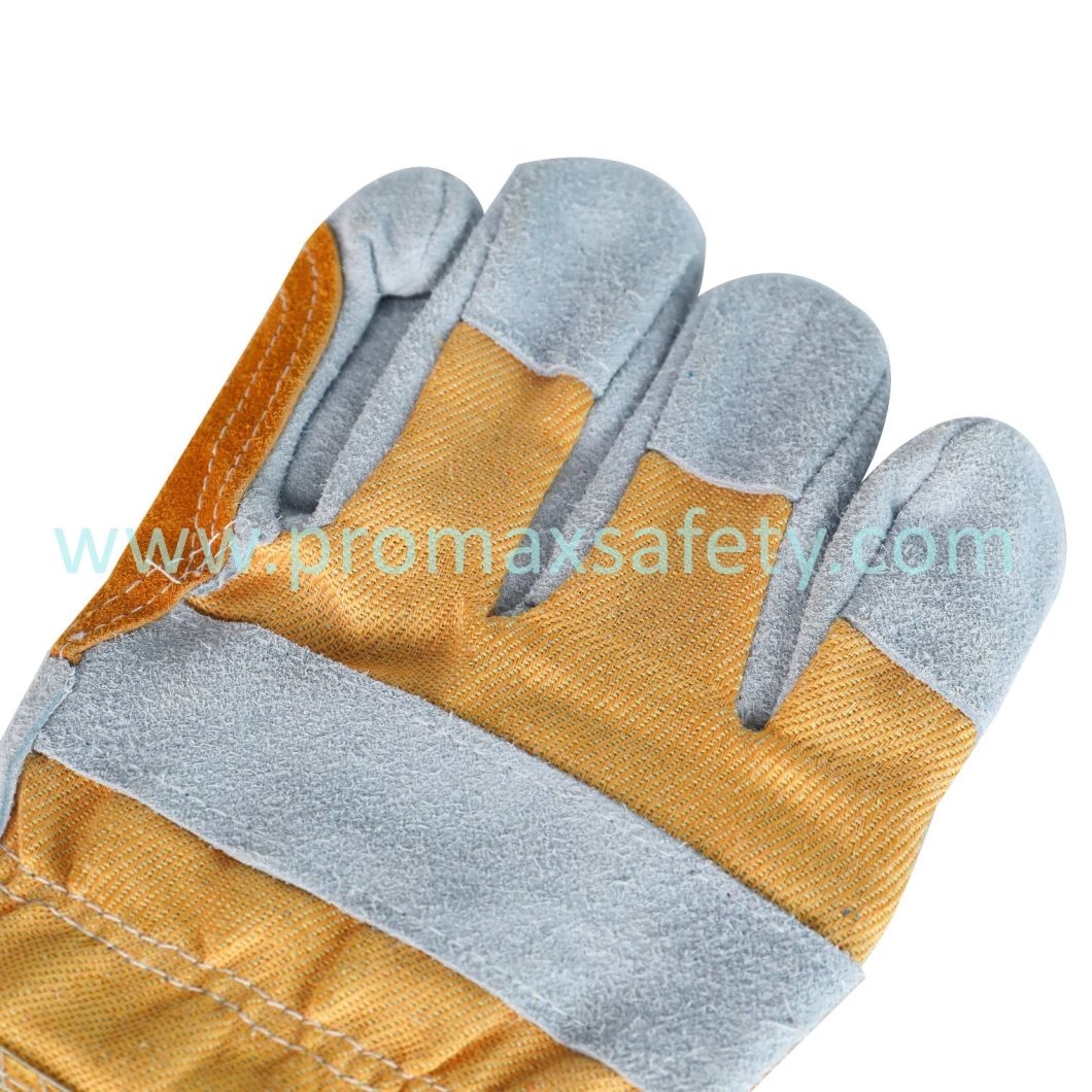 Double Palm Anti Abrasion Welding Working Rigger Cow Leather Safety Work Labor Gloves