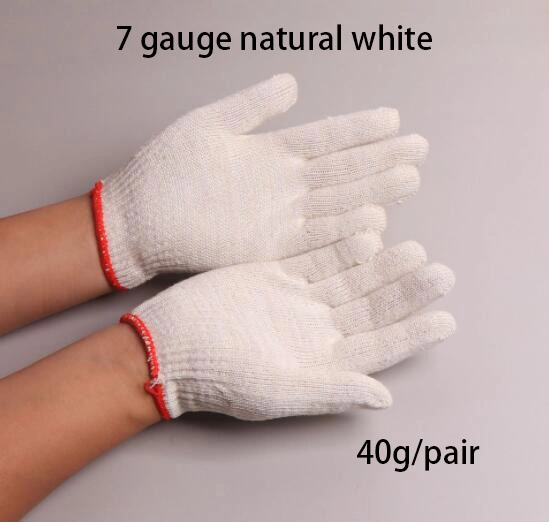 Bleached White Cotton Knitted Working Gloves Construction Gloves