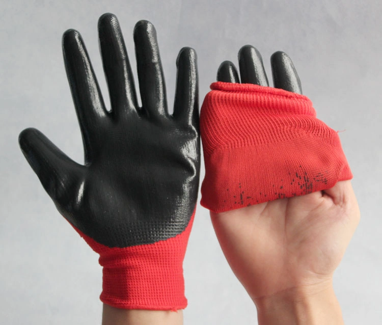 13 Gauge Seamless Knit Nitrile Coated Gloves Smooth Surface with Wear Resistant