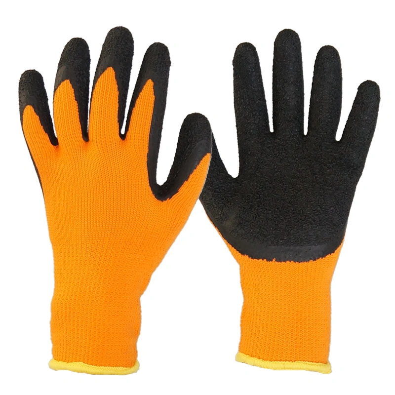 Heavy Duty Brushed Acrylic Terry Crinkle Latex Coated Safety Work Gloves