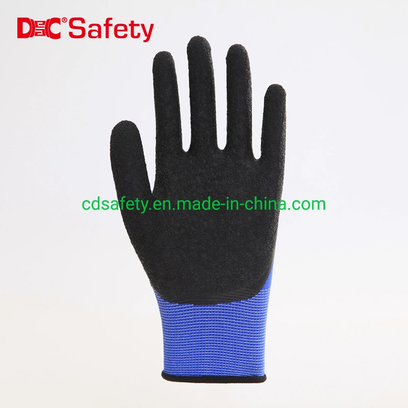 13G Polyester Latex Crinkle Guantes for Industrial Gardening Safety Working Gloves