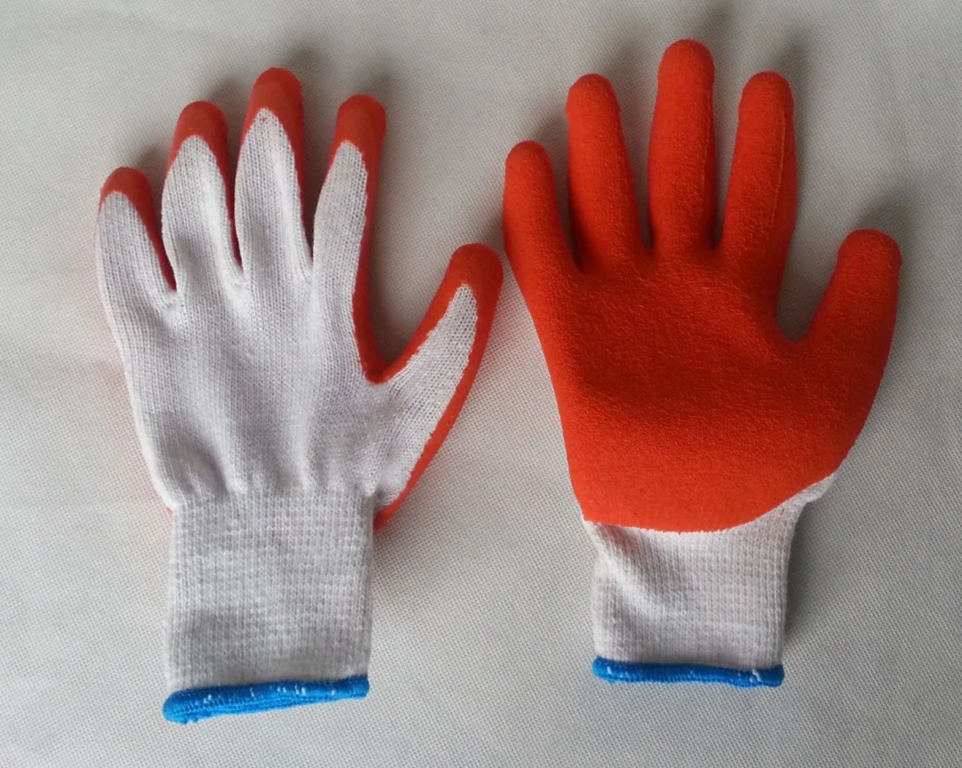 Seamless Polyester/Cotton Knit Crinkle Latex Coated Gloves Safety Work Hand Protection