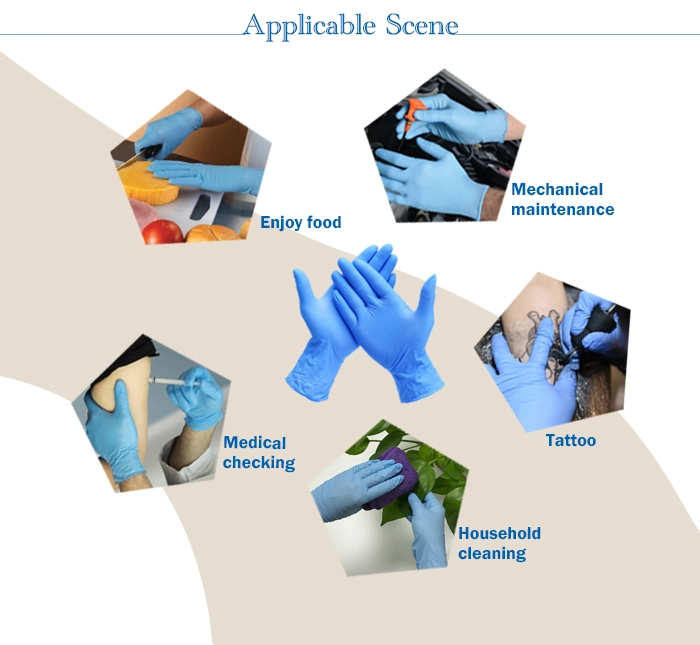 Large in Stock Abrasive Resistance Latex Free Nitrile Gloves/Powder Free Nitrile Examination Gloves/Disposable Gloves