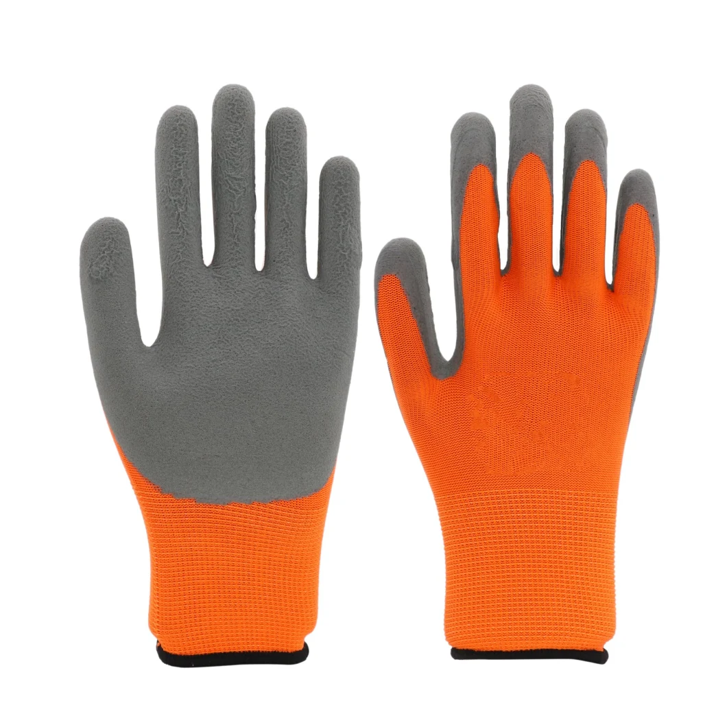 Wholesale 13G Polyester Liner with Crinkle Waterproof Safety Latex Coated Gloves