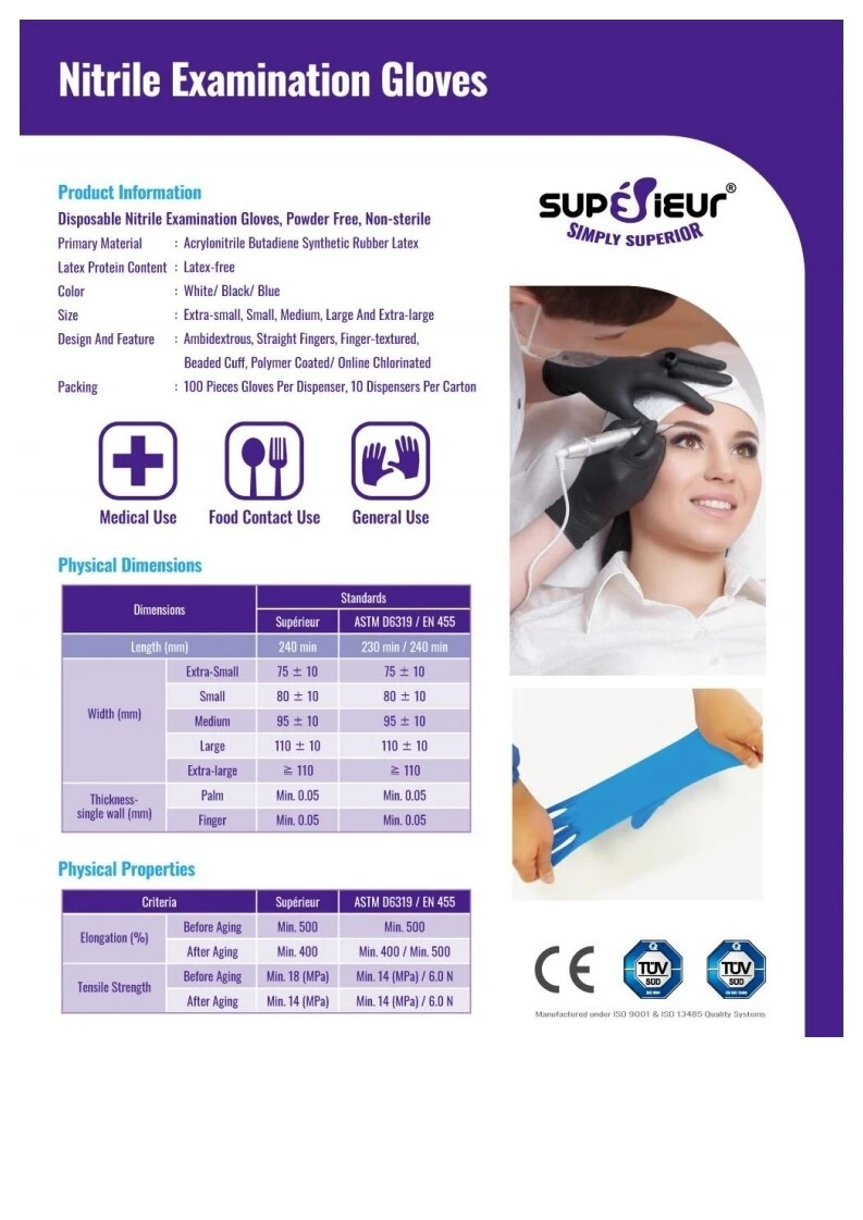 Simply Superieur Nitrile Gloves (POWDER-FREE) (100 GLOVES)
